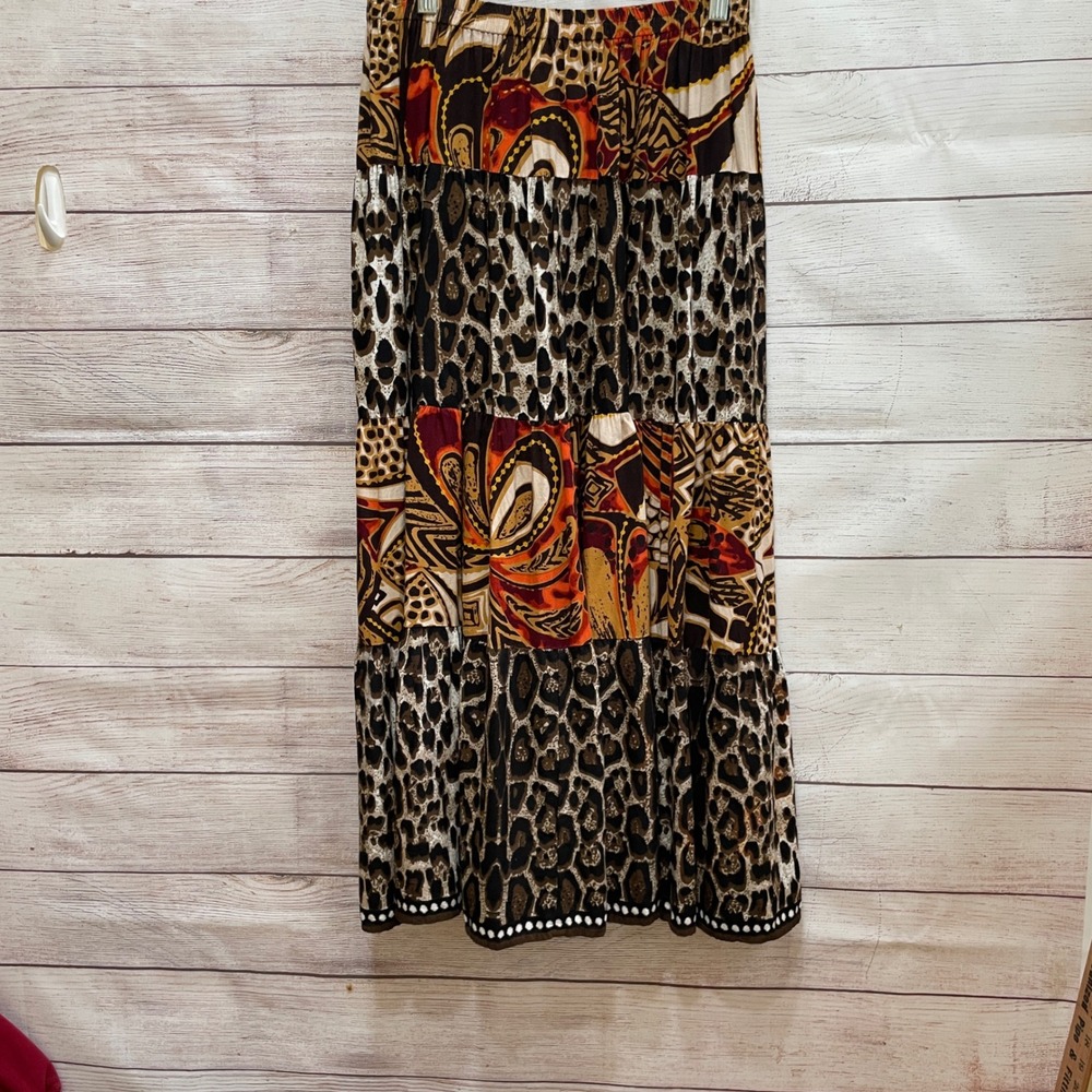 CHOICES MIXED MEDIA TIERED MAXI SKIRT